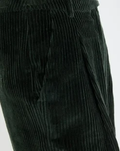 Marc O'Polo Pantalons|Pantalon large en Velours côtelé à revers vert foncé