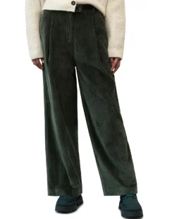 Marc O'Polo Pantalons|Pantalon large en Velours côtelé à revers vert foncé