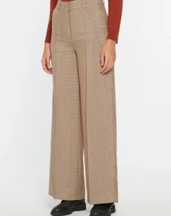 Galeries Lafayette Pantalons|Pantalon large et fluide imprimé pied-de-poule marron