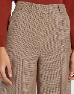 Galeries Lafayette Pantalons|Pantalon large et fluide imprimé pied-de-poule marron