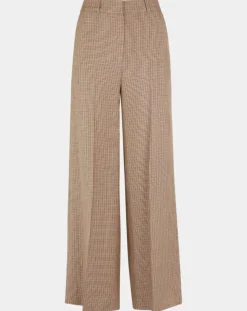 Galeries Lafayette Pantalons|Pantalon large et fluide imprimé pied-de-poule marron