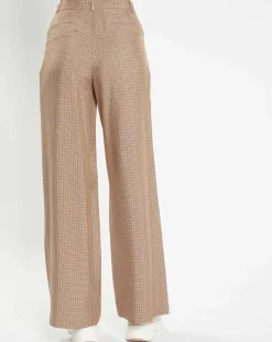 Galeries Lafayette Pantalons|Pantalon large et fluide imprimé pied-de-poule marron
