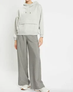 Galeries Lafayette Pantalons|Pantalon large et fluide imprimé pied-de-poule bleu