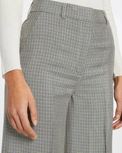 Galeries Lafayette Pantalons|Pantalon large et fluide imprimé pied-de-poule bleu