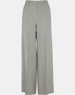 Galeries Lafayette Pantalons|Pantalon large et fluide imprimé pied-de-poule bleu