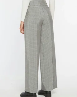 Galeries Lafayette Pantalons|Pantalon large et fluide imprimé pied-de-poule bleu