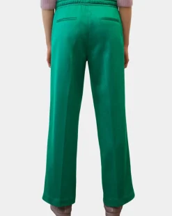 Marc O'Polo Pantalons|Pantalon large pinces taille élastique vert