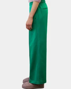 Marc O'Polo Pantalons|Pantalon large pinces taille élastique vert