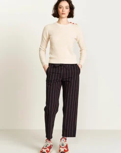 Bellerose Pantalons|Pantalon Lou en Coton rayé noir