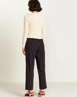 Bellerose Pantalons|Pantalon Lou en Coton rayé noir