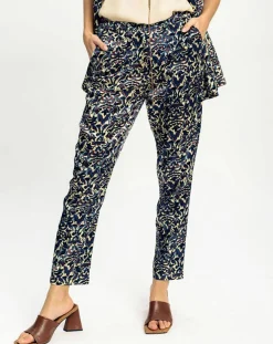 Lauren Vidal Pantalons|Pantalon Lou imprimé bleu/crème