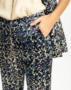 Lauren Vidal Pantalons|Pantalon Lou imprimé bleu/crème