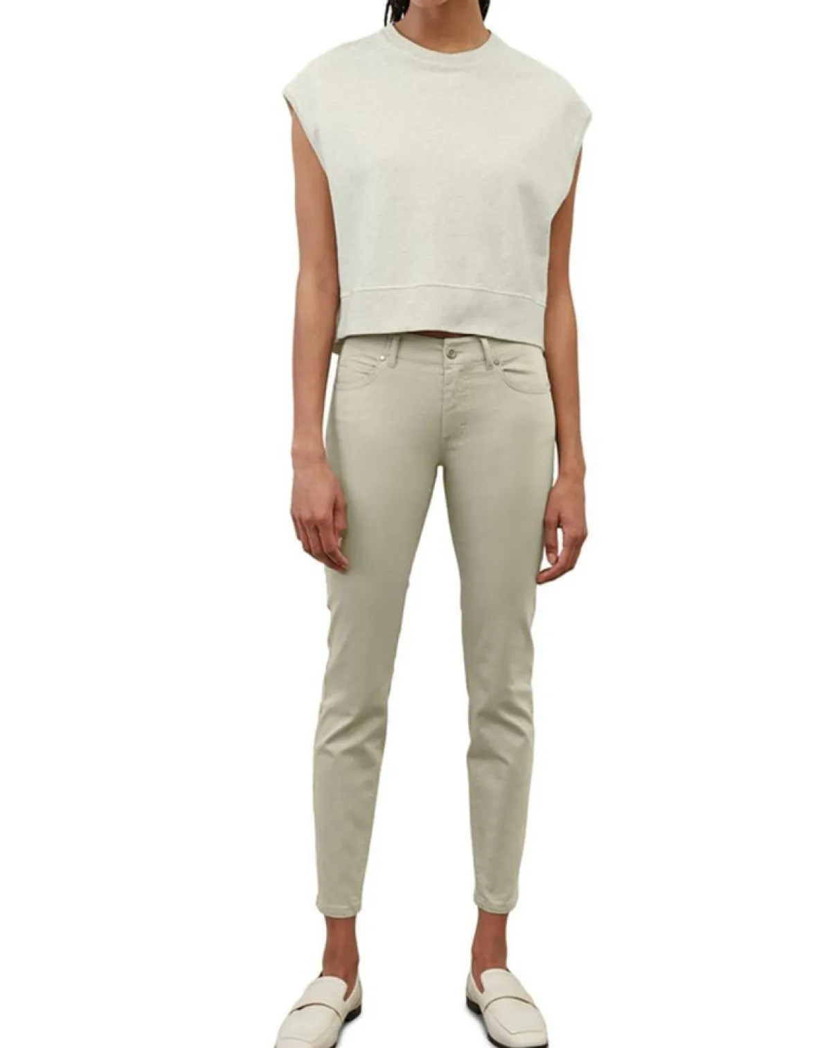 Marc O'Polo Pantalons|Pantalon Mavas en Coton Bio gris clair
