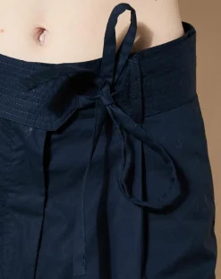 Galeries Lafayette Pantalons|Pantalon paperbag en Coton Gregoria bleu marine