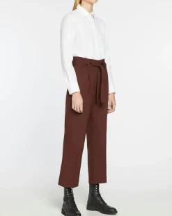 Galeries Lafayette Pantalons|Pantalon paperbag en Laine mélangée marron