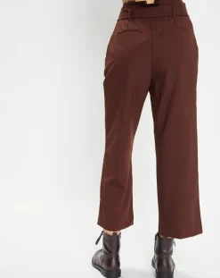 Galeries Lafayette Pantalons|Pantalon paperbag en Laine mélangée marron