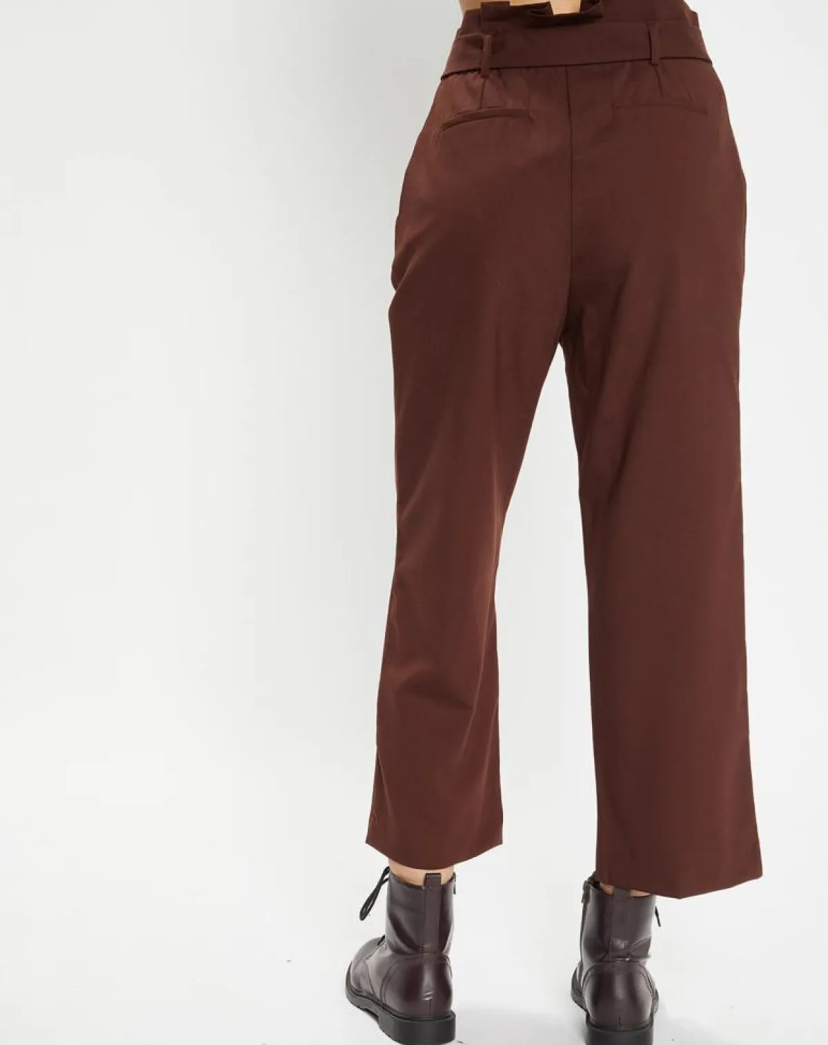 Galeries Lafayette Pantalons|Pantalon paperbag en Laine mélangée marron