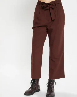 Galeries Lafayette Pantalons|Pantalon paperbag en Laine mélangée marron