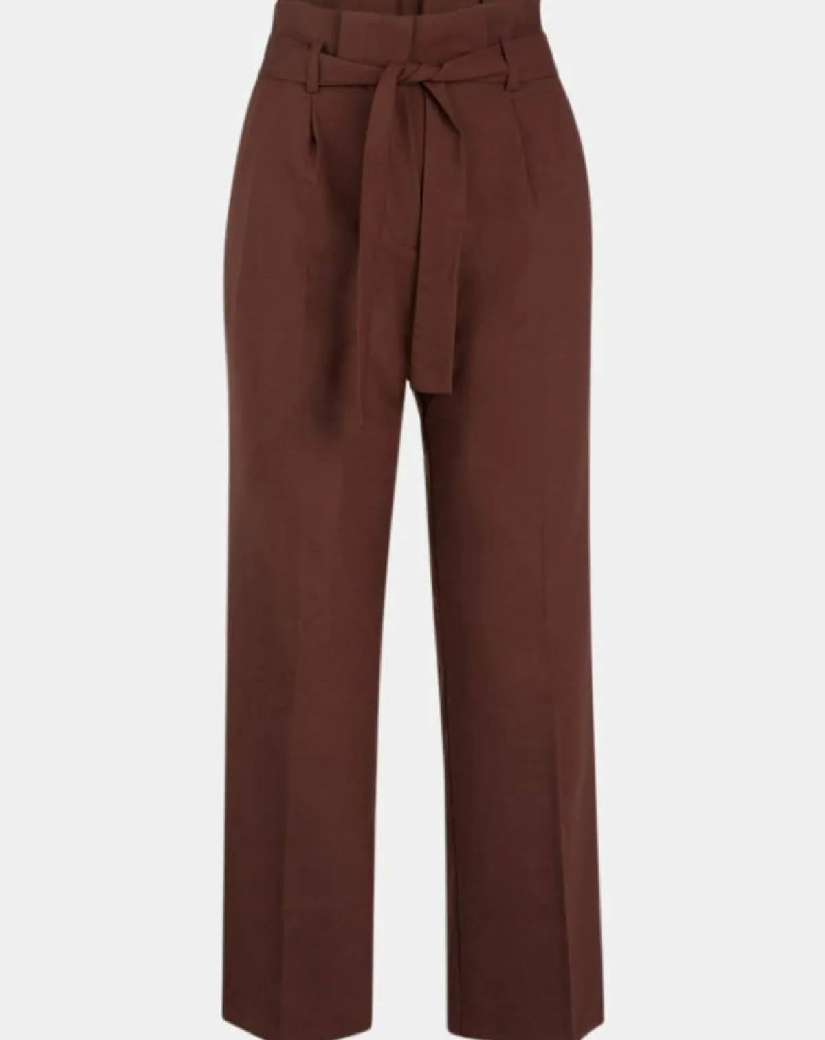 Galeries Lafayette Pantalons|Pantalon paperbag en Laine mélangée marron