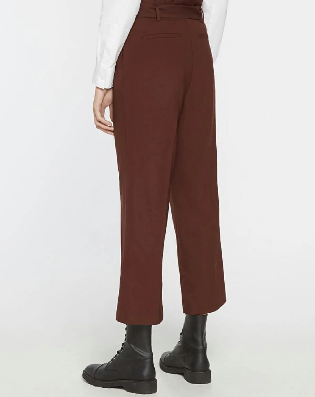 Galeries Lafayette Pantalons|Pantalon paperbag en Laine mélangée marron