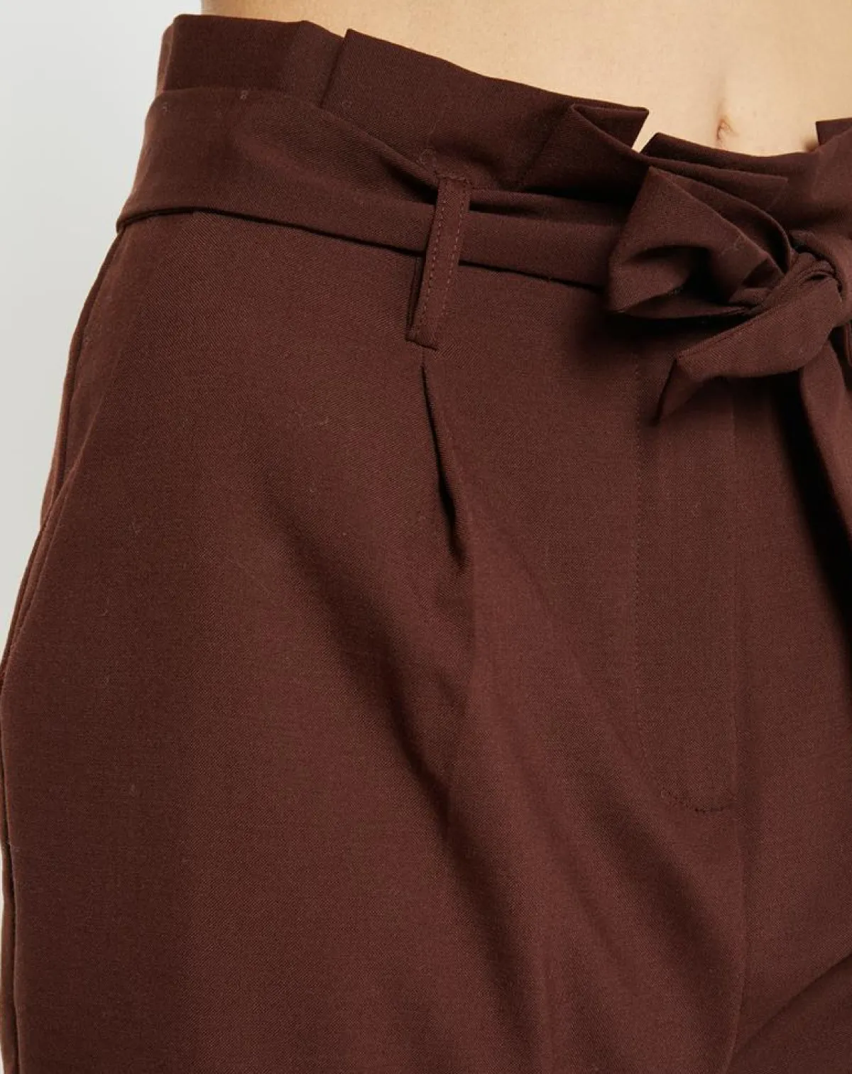 Galeries Lafayette Pantalons|Pantalon paperbag en Laine mélangée marron