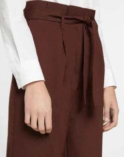 Galeries Lafayette Pantalons|Pantalon paperbag en Laine mélangée marron