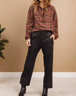 Lauren Vidal Pantalons|Pantalon peau de pêche Tasha noir