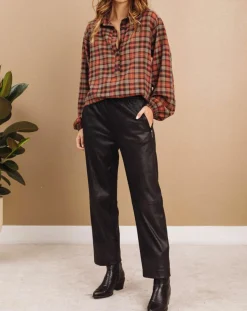 Lauren Vidal Pantalons|Pantalon peau de pêche Tasha noir