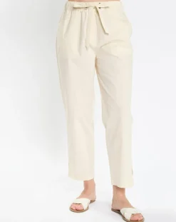 Marc O'Polo Pantalons|Pantalon popeline taille élastique beige