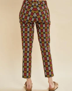 Chloé Stora Pantalons|Pantalon Priscille imprimé bordeaux/jaune/noir