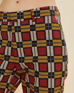 Chloé Stora Pantalons|Pantalon Priscille imprimé bordeaux/jaune/noir