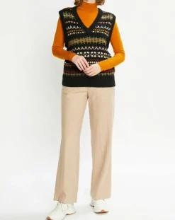 Scotch & Soda Pantalons|Pantalon Regular Fit en Laine mélangée Edie Text beige