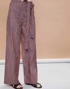Mare di Latte Pantalons|Pantalon Santa Fe rayé rose/bleu