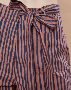 Mare di Latte Pantalons|Pantalon Santa Fe rayé rose/bleu