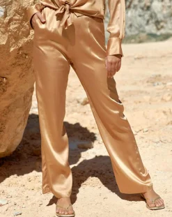 Lauren Vidal Pantalons|Pantalon satiné Soon désert