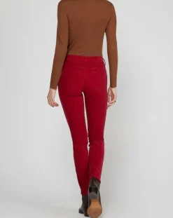 Marc O'Polo Pantalons|Pantalon slim en Velours fin Alby rouge foncé