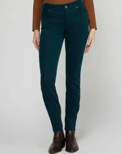 Marc O'Polo Pantalons|Pantalon slim en Velours fin Alby vert foncé