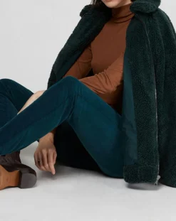 Marc O'Polo Pantalons|Pantalon slim en Velours fin Alby vert foncé