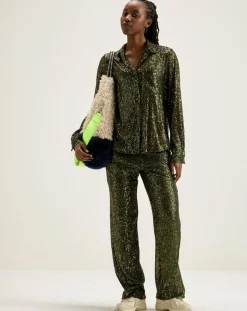 Bellerose Pantalons|Pantalon taille haute en sequins Vanda moss