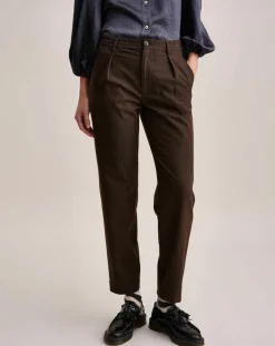 Bellerose Pantalons|Pantalon Villa imprimé vichy marron