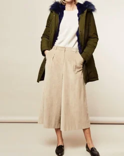 Lou Andrea Manteaux|Parka avec intérieur en Fourrure de Lapin Olivia kaki/bleu