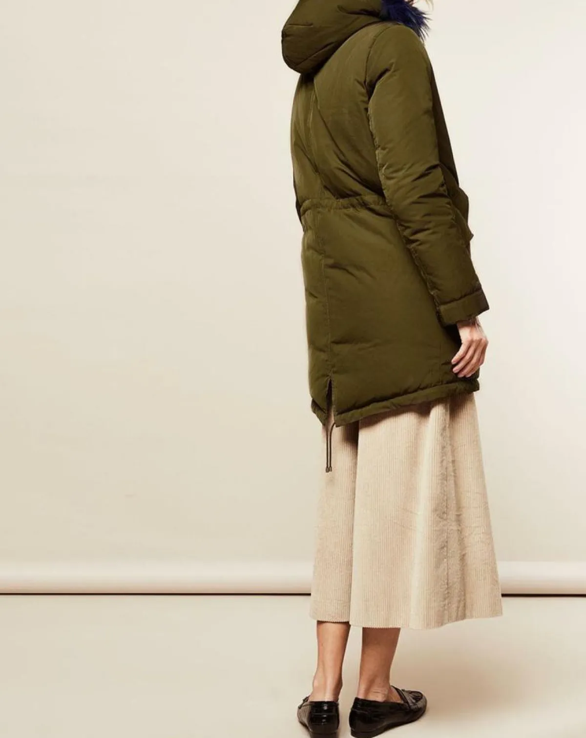 Lou Andrea Manteaux|Parka avec intérieur en Fourrure de Lapin Olivia kaki/bleu