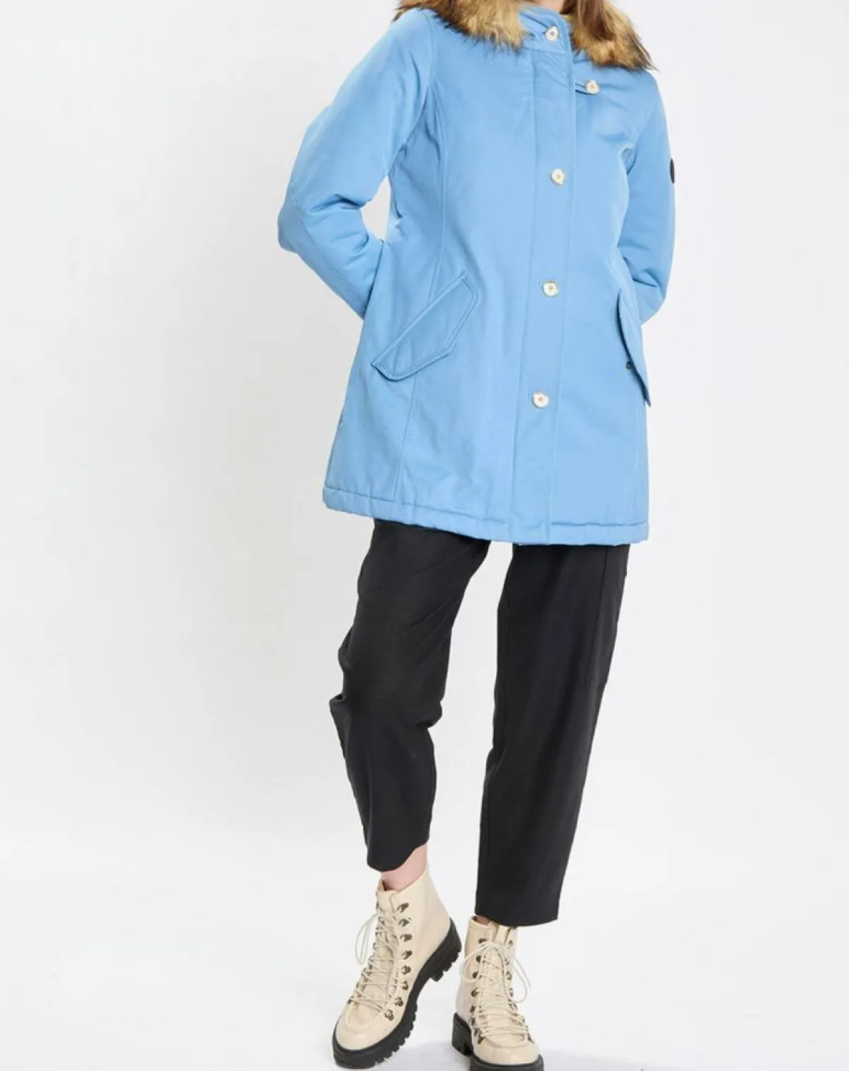 Marc O'Polo Manteaux|Parka Thermor à capuche fausse fourrure bleue