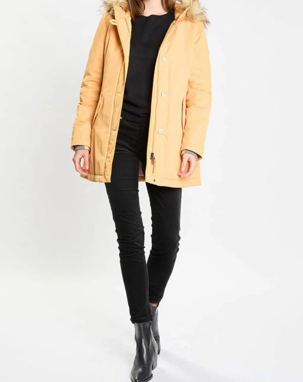 Marc O'Polo Manteaux|Parka Thermor à capuche fausse fourrure jaune