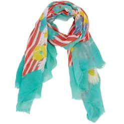 Petrusse Echarpes, Foulards|Paréo Anneke en Lin & Coton bleu/multicolore - 105x200 cm