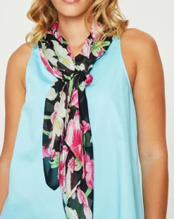 Manuel Canovas Echarpes, Foulards|Paréo/Étole Lily en Voile de coton noir - 130x68 cm