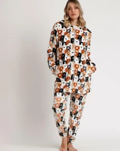 Admas Lingerie, Nuit|Peignoir à capuche Family Bear Family C marron