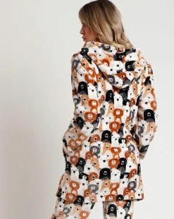 Admas Lingerie, Nuit|Peignoir à capuche Family Bear Family C marron