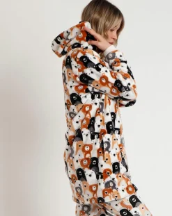 Admas Lingerie, Nuit|Peignoir à capuche Family Bear Family C marron