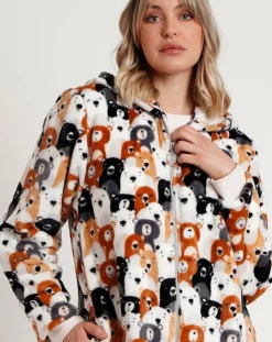 Admas Lingerie, Nuit|Peignoir à capuche Family Bear Family C marron